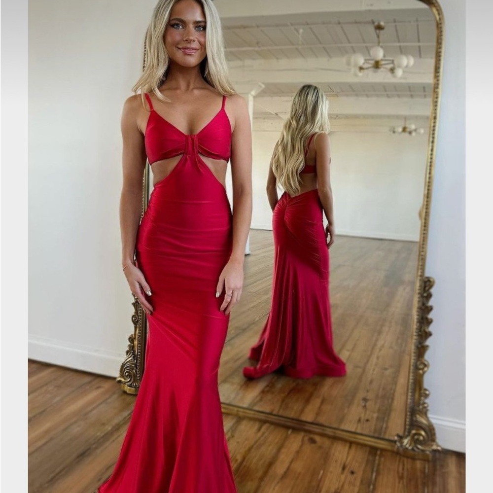 Long Red dress with cut outs